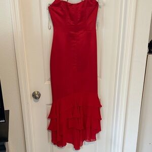 Elegant Red Spaghetti StrapDress